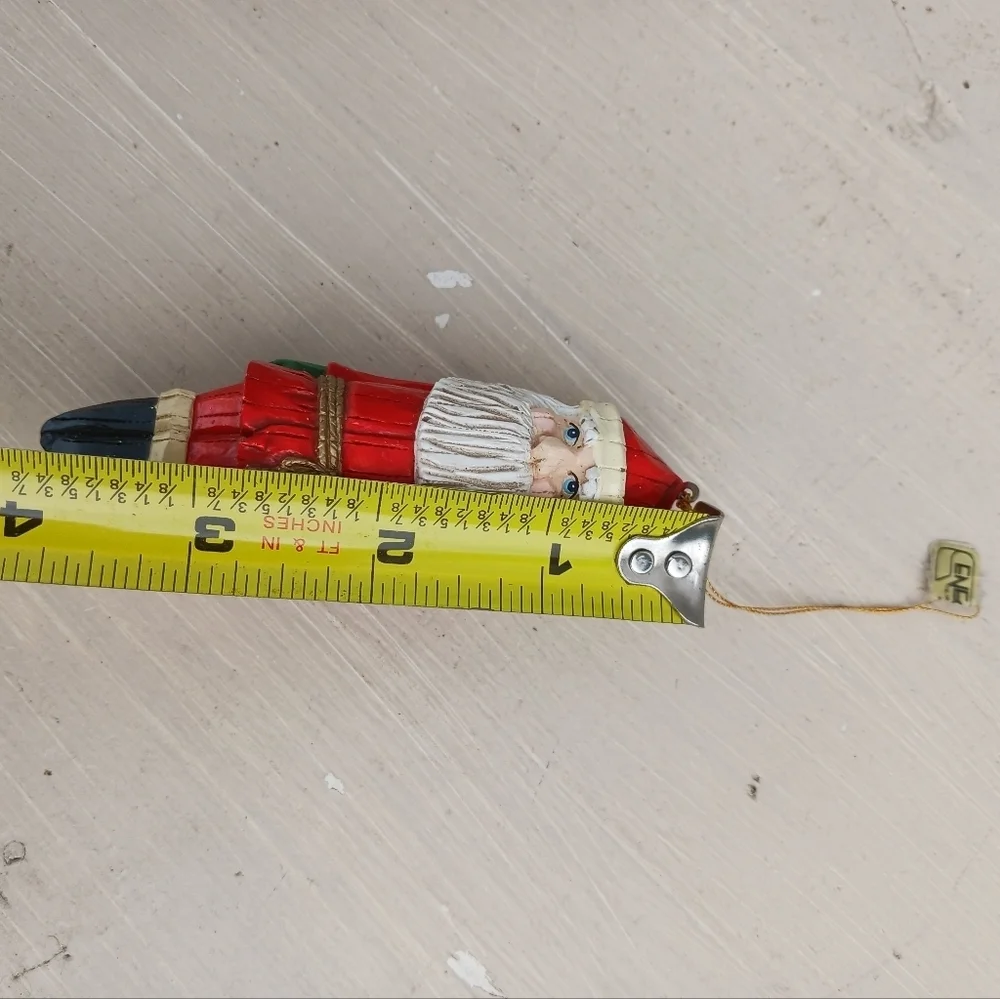 Vintage Enesco Wooden Santa Icicle Christmas Ornament Rustic Decor‎ Hanging